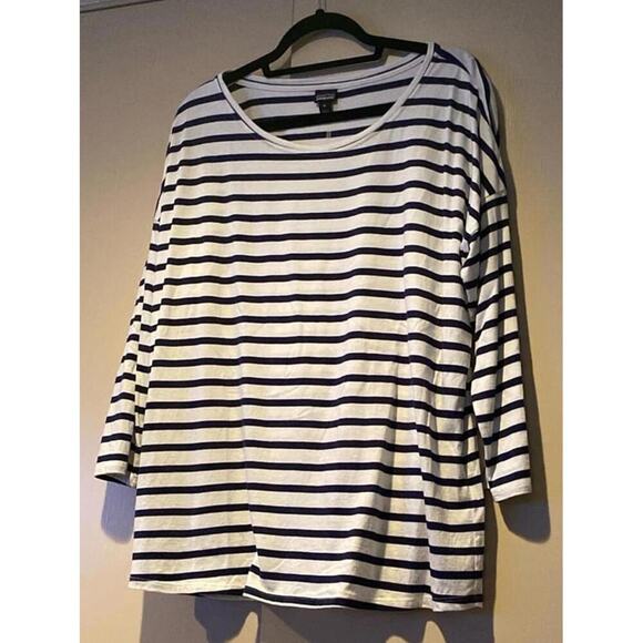 Patagonia Misty Meadow Top XL white and blue cotton 3/4 sleeves - Picture 4 of 5